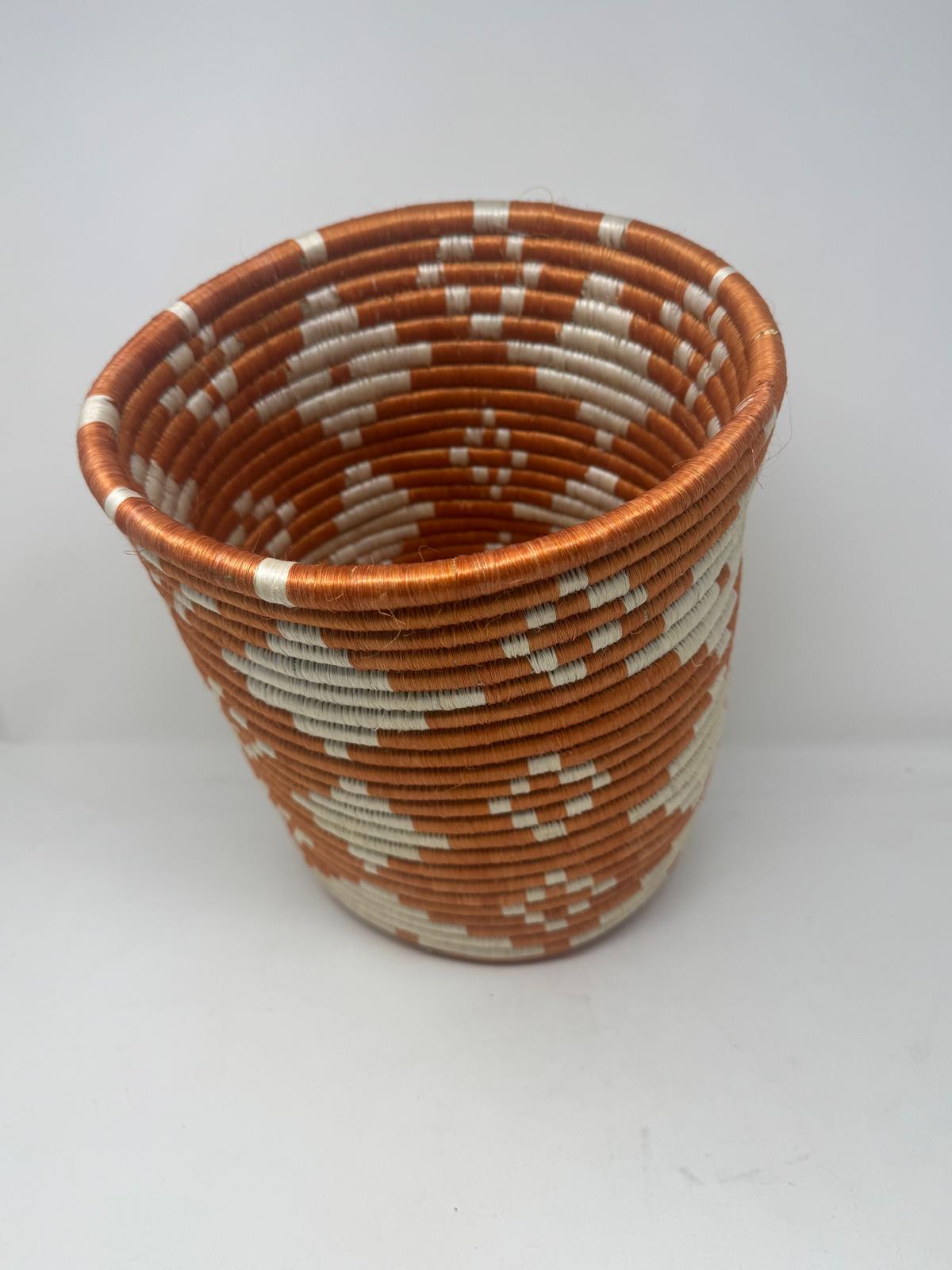 Orange/White Print Basket